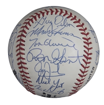 1991 National League Champion Atlanta Braves Team Signed ONL White Baseball With 25 Signatures Including Glavine & Cox (JSA)